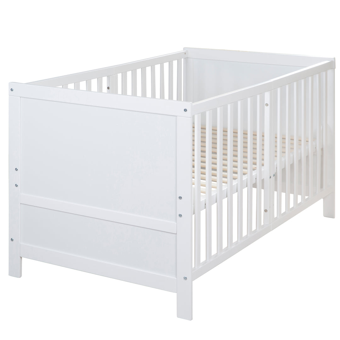 Lit enfant combiné EASY SLEEP 70x140 incl. coins de transformation - Bois blanc laqué – Détourage (1/17)