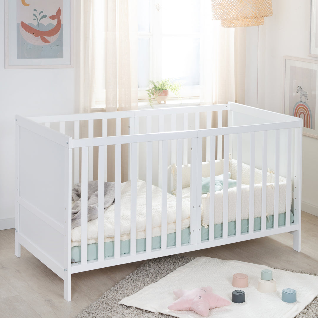 Lit enfant combiné EASY SLEEP 70x140 incl. coins de transformation - Bois blanc laqué – Photo d'ambiance (11/17)