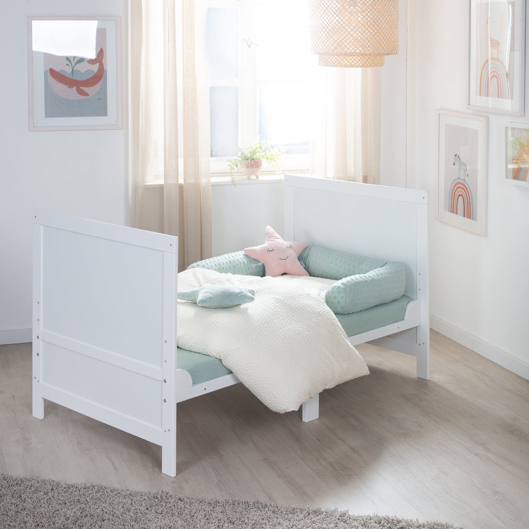 Lit enfant combiné EASY SLEEP 70x140 incl. coins de transformation - Bois blanc laqué – Photo d'ambiance (12/17)