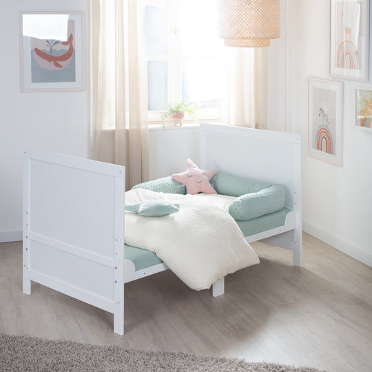 Lit enfant combiné EASY SLEEP 70x140 incl. coins de transformation - Bois blanc laqué – Photo d'ambiance (12/17)