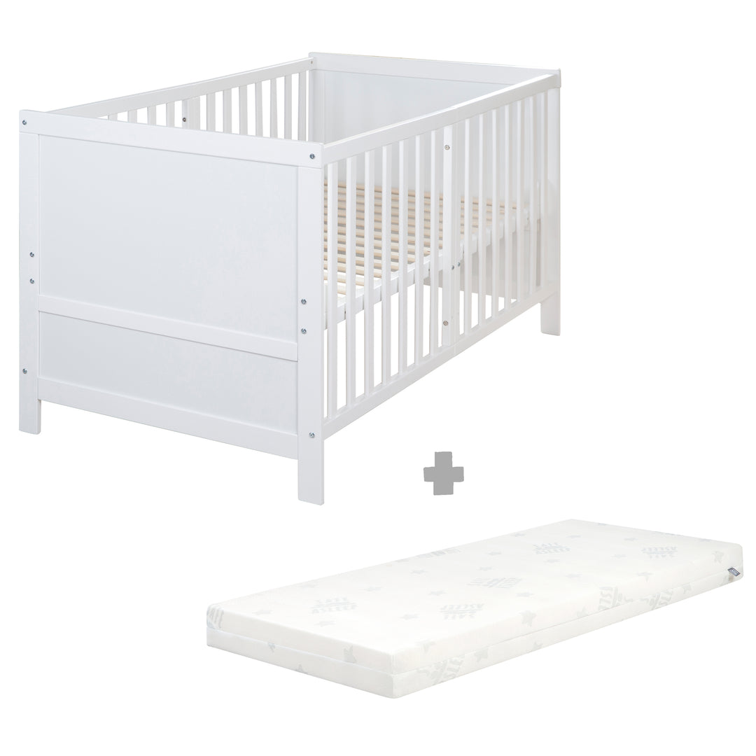 Lit enfant combiné EASY SLEEP 70x140 incl. coins de transformation - Bois blanc laqué – Détourage (16/17)
