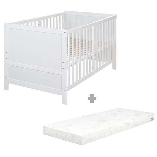 Lit enfant combiné EASY SLEEP 70x140 incl. coins de transformation - Bois blanc laqué – Détourage (16/17)