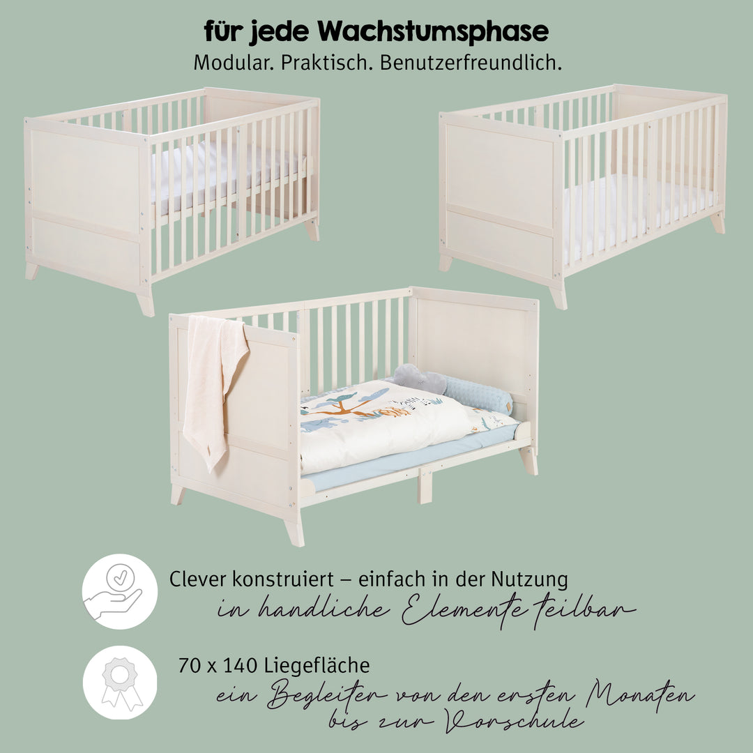 Set de cuna 'Savanna Friends' 70 x 140 incl. completo equipamiento - Naturgrau / beige – Infografía (10/17)