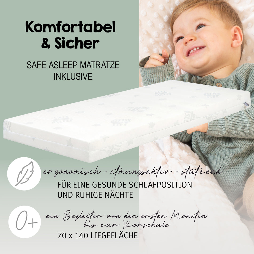 Set de cuna 'Savanna Friends' 70 x 140 incl. completo equipamiento - Naturgrau / beige – Infografía (8/17)