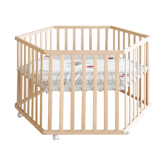Playpen Hexagonal incl. Protective Insert 'Adam & Owl' - Wood Natural – Cutout (3/11)