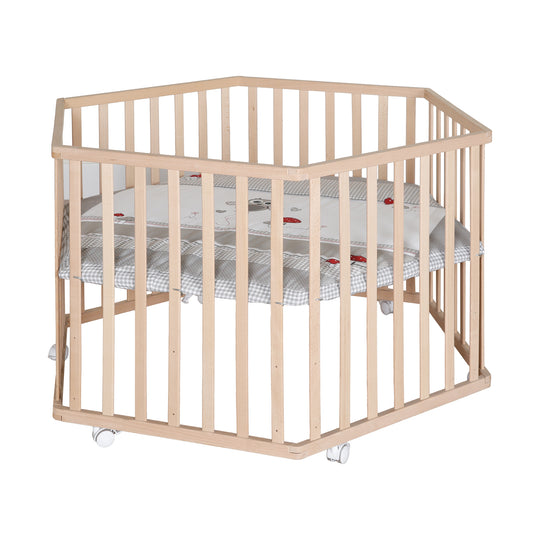 Playpen Hexagonal incl. Protective Insert 'Adam & Owl' - Wood Natural – Cutout (6/11)