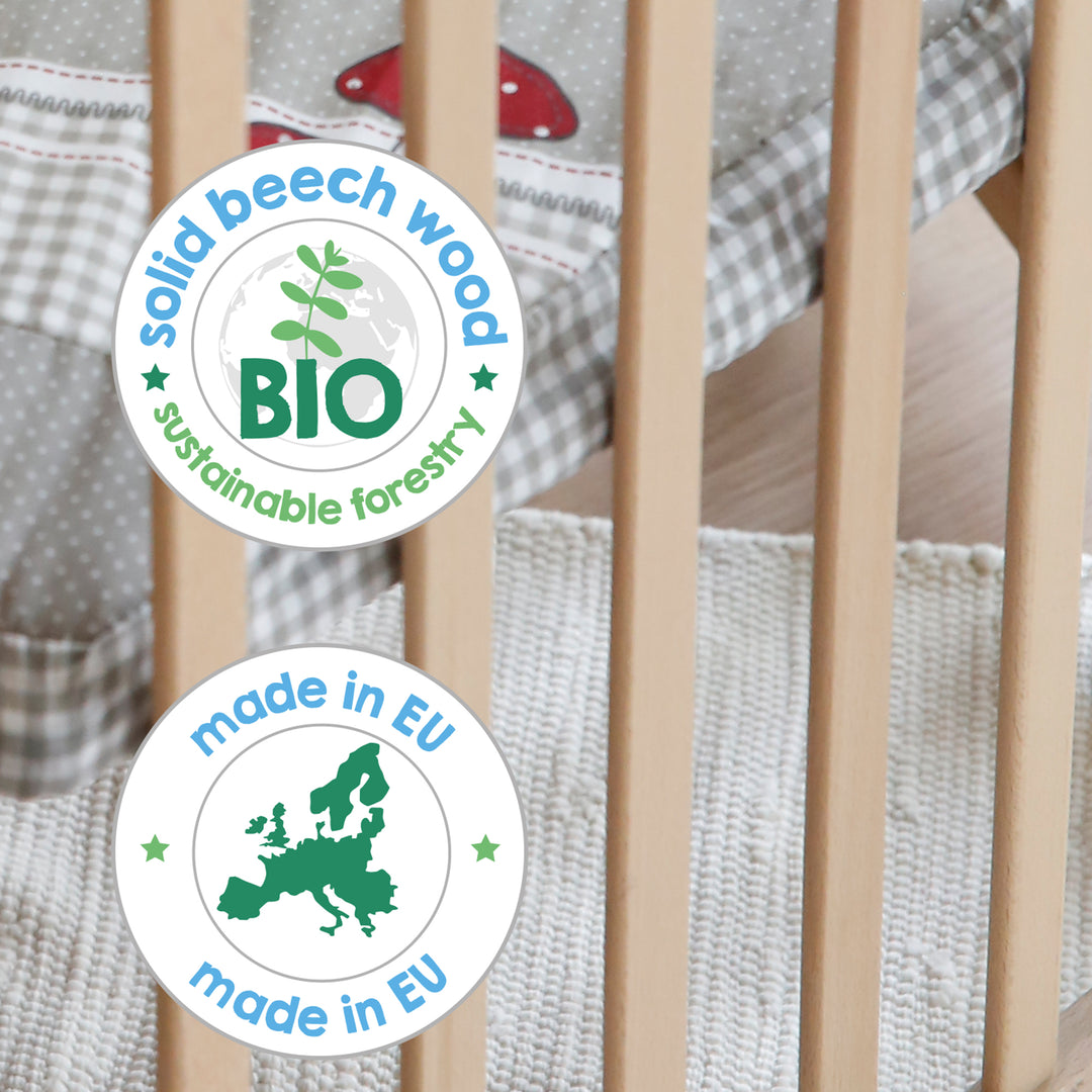 Playpen Hexagonal incl. Protective Insert 'Adam & Owl' - Wood Natural – Infographic (10/11)