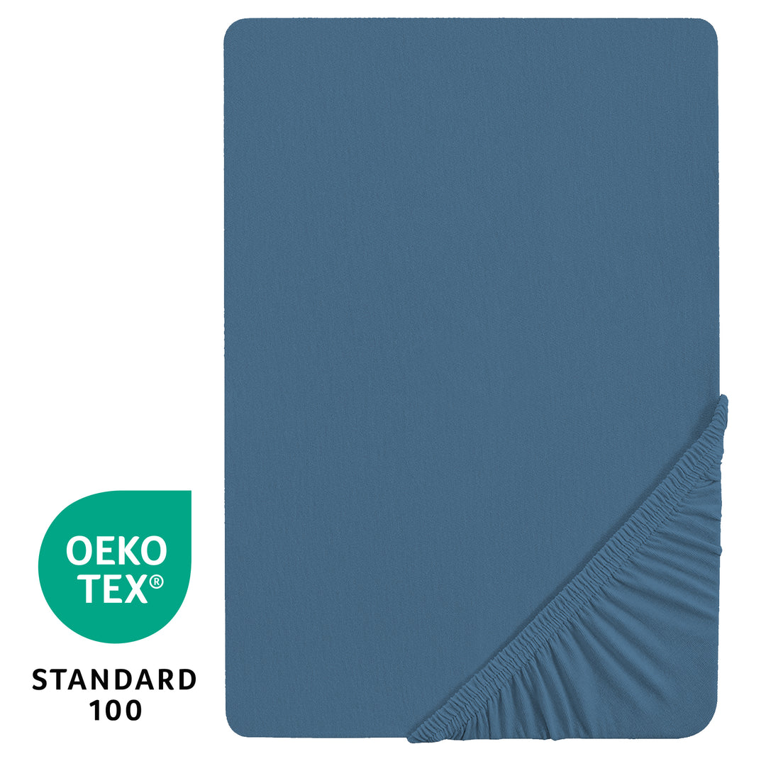Spannbettlaken 'Seashells Indigo' - GOTS & Oeko Tex 100 zertifiziert - Jersey - Blau – Infografik (10/10)