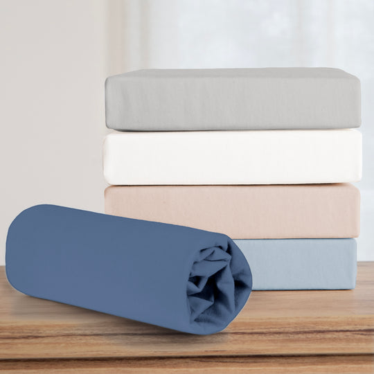 Spannbettlaken 'Seashells Indigo' - GOTS & Oeko Tex 100 zertifiziert - Jersey - Blau – Infografik (2/10)