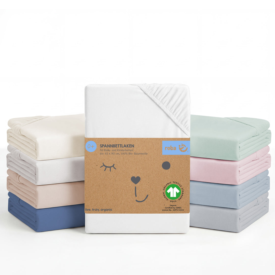 Fitted Sheet 'safe asleep®' - Single Jersey Cotton - Certified - White – Infographic (1/12)