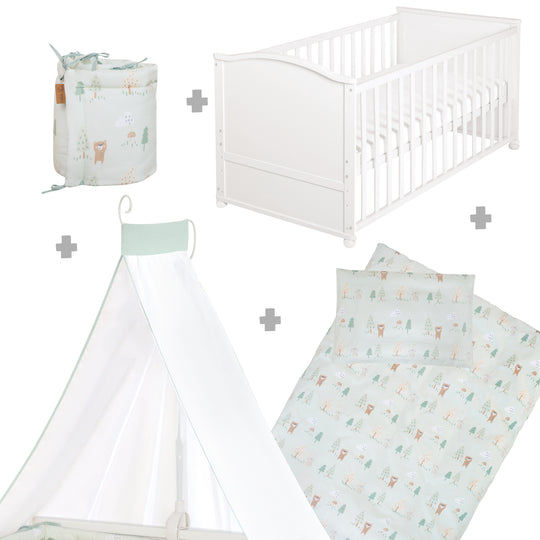 Ensemble de lit 70 x 140 cm 'Woodland Buddies' - Lit enfant évolutif avec accessoires - Couleurs douces – Détourage (3/20)