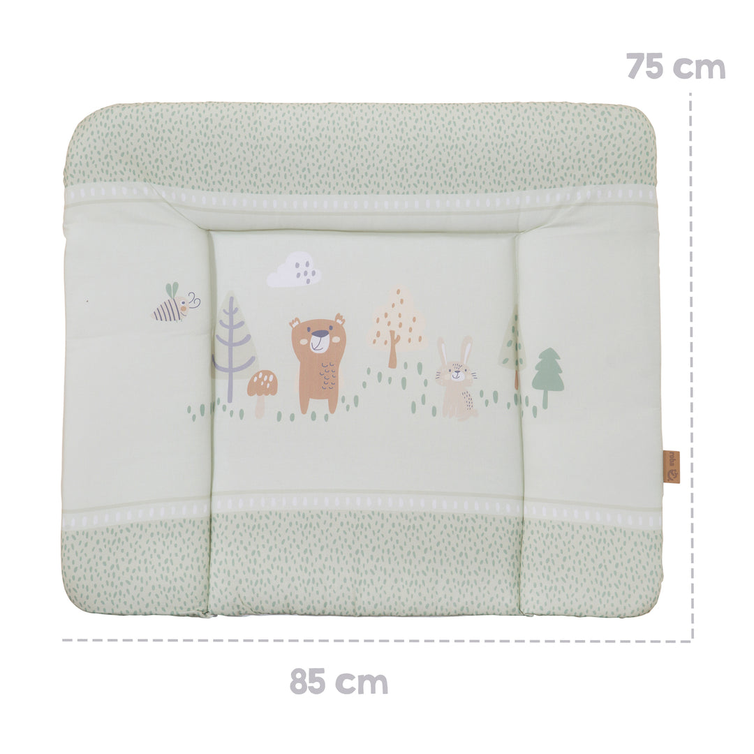 Matelas à langer 'Woodland Buddies' - 85 x 75 cm - Revêtu de PU - Vert pastel – Infographie (5/9)