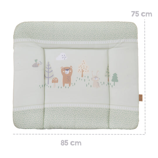 Matelas à langer 'Woodland Buddies' - 85 x 75 cm - Revêtu de PU - Vert pastel – Infographie (5/9)