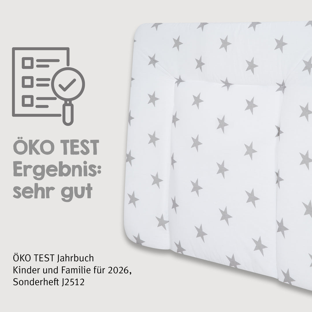 Wickelauflage 'Little Stars' - 85 x 75 cm - PU beschichtet - Weiß / Hellgrau – Infografik (4/9)