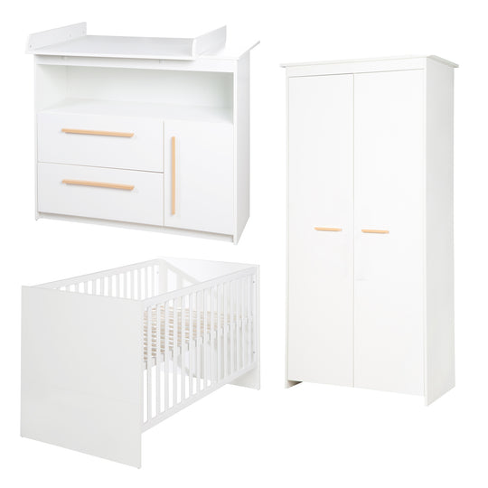 Kinderzimmer 'Lilo' - Kombi-Bett 70x140 + Wickelkommode + Kleiderschrank 2-türig - Weiß – Freisteller (2/17)