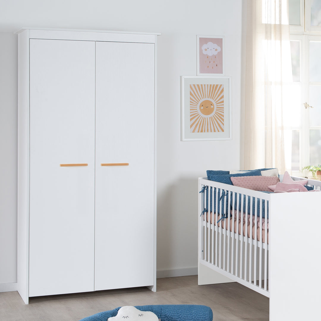 Zimmer Set 'Lilo' - Kombi-Bett 70x140 + Wickelkommode + Kleiderschrank - Weiß – Milieubild (4/19)
