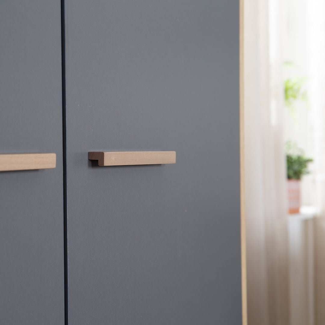 Kinderkleiderschrank 2-türig 'Anna' - Anthrazit / Dekor Kent Eiche – Detailbild (7/8)