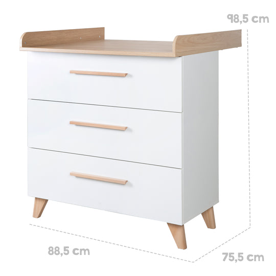 Habitación de bebé 'Leon' 3piezas - Modulares set de muebles - Blanco / decorado othello roble – Infografía (24/26)