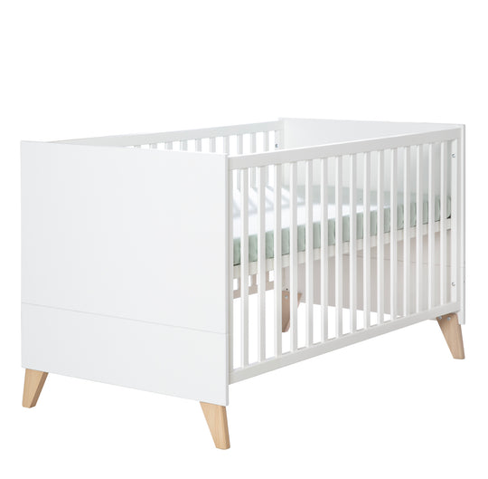 Room Set 'Leon' 3-Piece - Convertible Cot Bed 70x140 + Chest of Drawers + Cabinet 2,5-Door - White / Oak – Cutout (3/27)