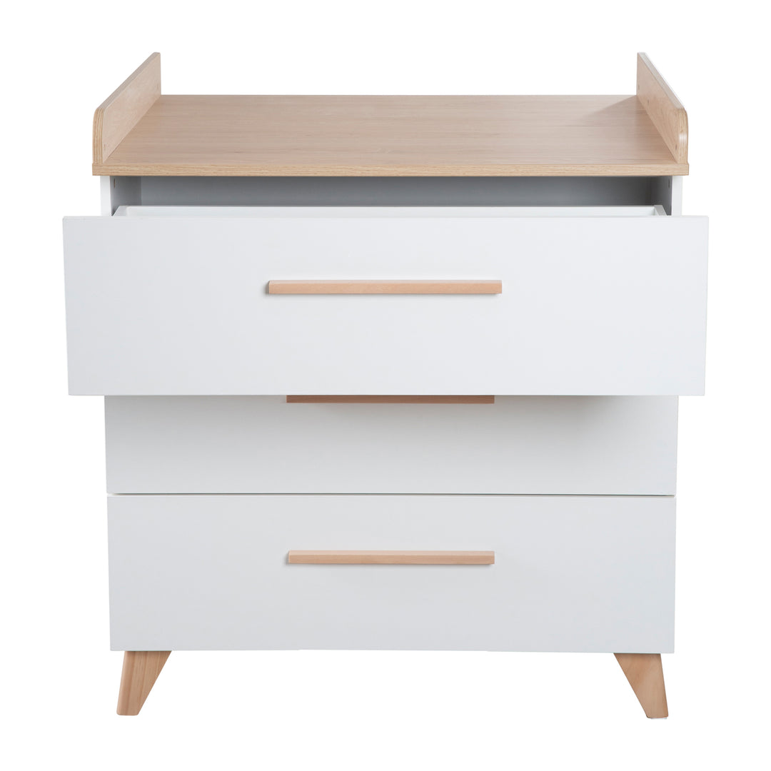 Room Set 'Leon' 3-Piece - Convertible Cot Bed 70x140 + Chest of Drawers + Cabinet 2,5-Door - White / Oak – Cutout (23/27)