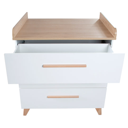 Room Set 'Leon' 3-Piece - Convertible Cot Bed 70x140 + Chest of Drawers + Cabinet 2,5-Door - White / Oak – Cutout (24/27)