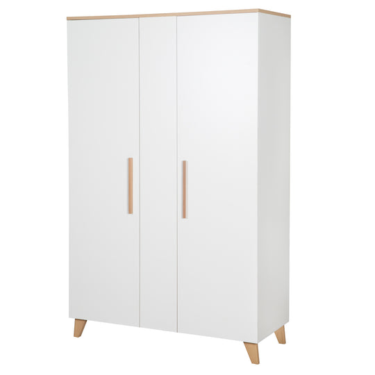 Room Set 'Leon' 3-Piece - Convertible Cot Bed 70x140 + Chest of Drawers + Cabinet 2,5-Door - White / Oak – Cutout (10/27)