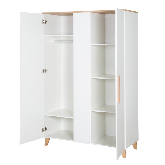 Room Set 'Leon' 3-Piece - Convertible Cot Bed 70x140 + Chest of Drawers + Cabinet 2,5-Door - White / Oak – Cutout (13/27)