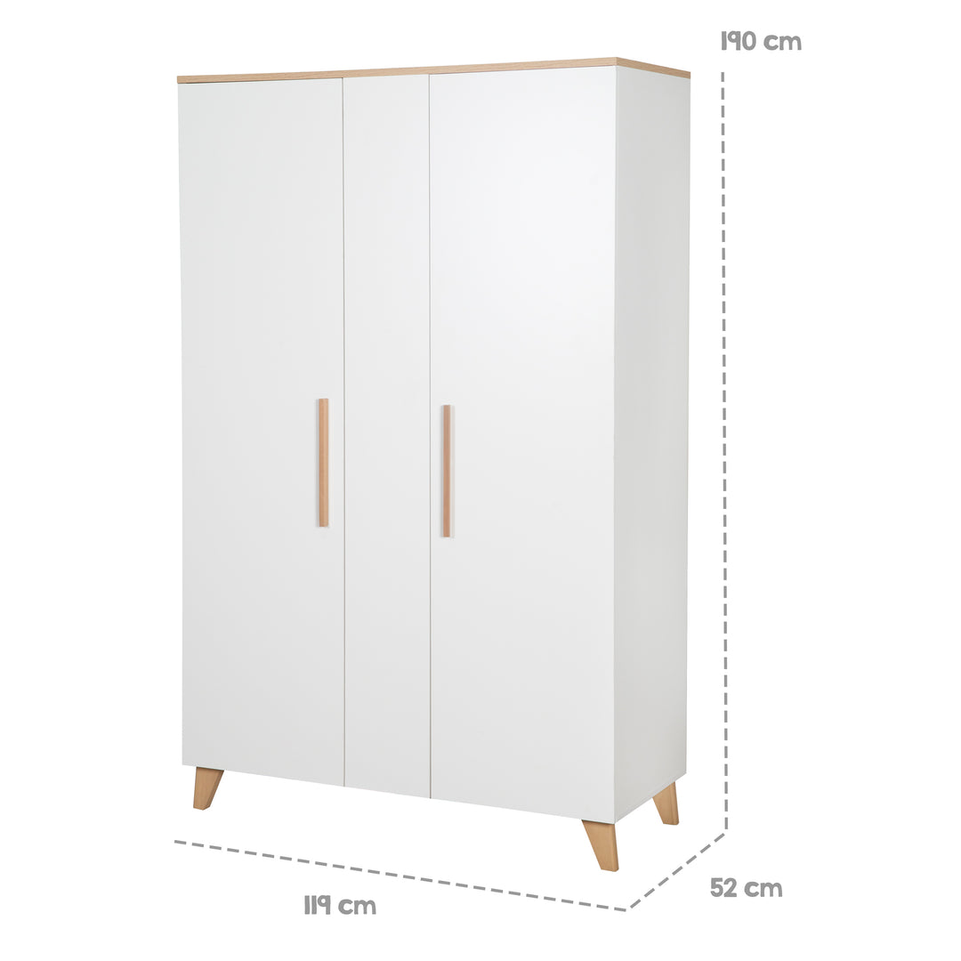 Room Set 'Leon' 3-Piece - Convertible Cot Bed 70x140 + Chest of Drawers + Cabinet 2,5-Door - White / Oak – Infographic (14/27)
