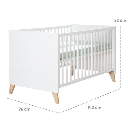 Room Set 'Leon' 3-Piece - Convertible Cot Bed 70x140 + Chest of Drawers + Cabinet 2,5-Door - White / Oak – Infographic (16/27)