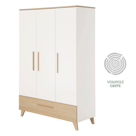 Nursery Set 'Theo' 3-Piece - Bed 70x140 + Changing Table + Wardrobe - White / Oak – Infographic (15/47)