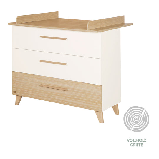 Nursery Set 'Theo' 3-Piece - Bed 70x140 + Changing Table + Wardrobe - White / Oak – Infographic (26/47)
