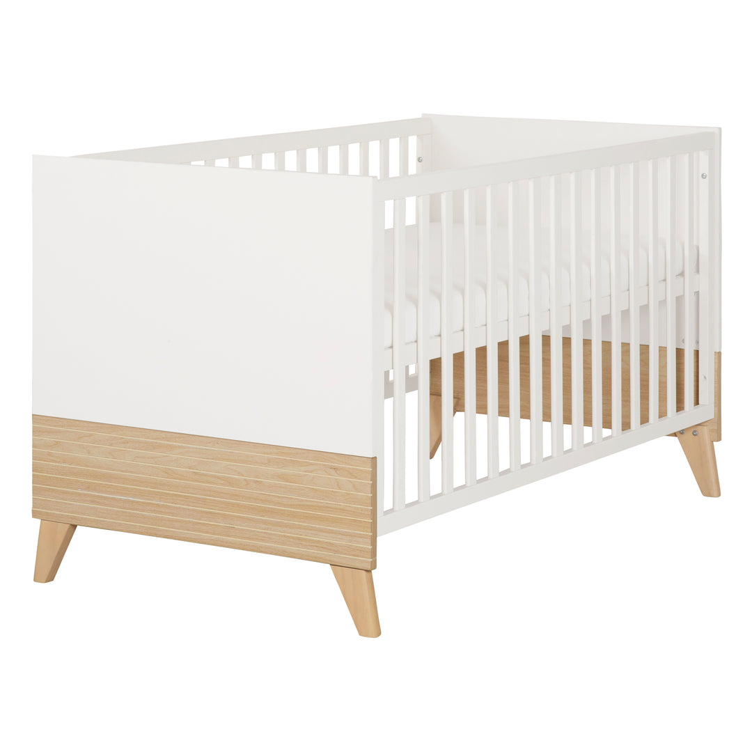 Nursery Set 'Theo' 3-Piece - Bed 70x140 + Changing Table + Wardrobe - White / Oak – Cutout (32/47)