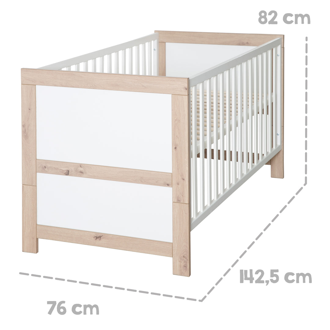 Kinderzimmer 'Malo' inkl. Baby-/Kinderbett 70x140, Kleiderschrank & Wickelkommode – Infografik (9/30)