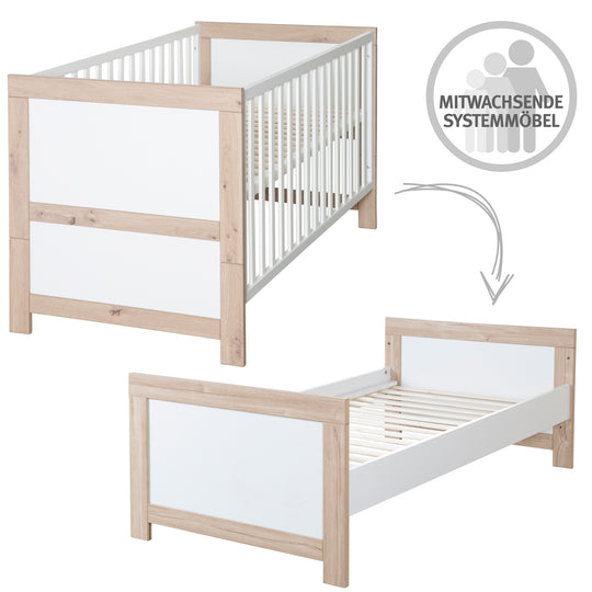 Kinderzimmer 'Malo' inkl. Baby-/Kinderbett 70x140, Kleiderschrank & Wickelkommode – Infografik (10/30)