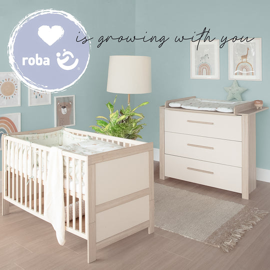 Furniture Set 'Momo' 2-Piece - Children's Bed 70x140 + Changing Table - Cashmere / Tristan Oak – Lifestyle Image (10/15)