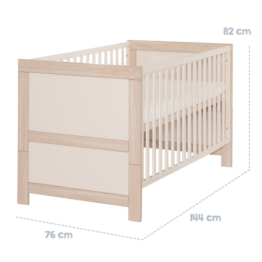 Furniture Set 'Momo' 2-Piece - Children's Bed 70x140 + Changing Table - Cashmere / Tristan Oak – Infographic (9/15)