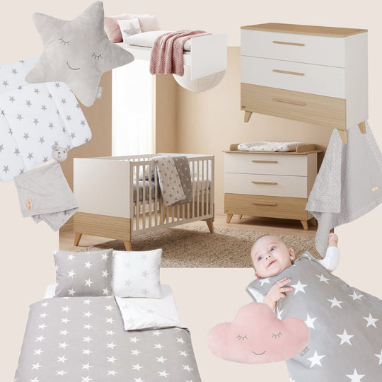 Furniture Set 'Theo' 2-Piece - Umbaubares Baby Cot 70x140 + Changing Table - White / Oak – Infographic (8/36)