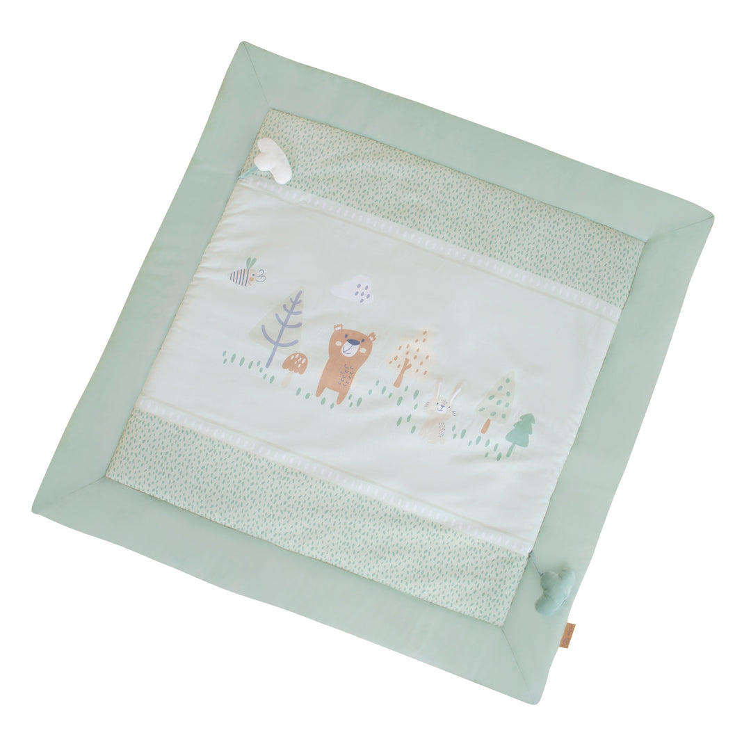 Crawling & Play Blanket 'Woodland Buddies' 100 x 100 cm Made of Cotton - Pastel Green – Cutout (1/5)
