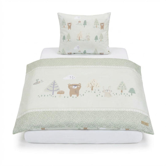 Cradle Bedding 'Woodland Buddies' 80 x 80 cm - Cotton Covers - Pastel Green – Cutout (15/15)