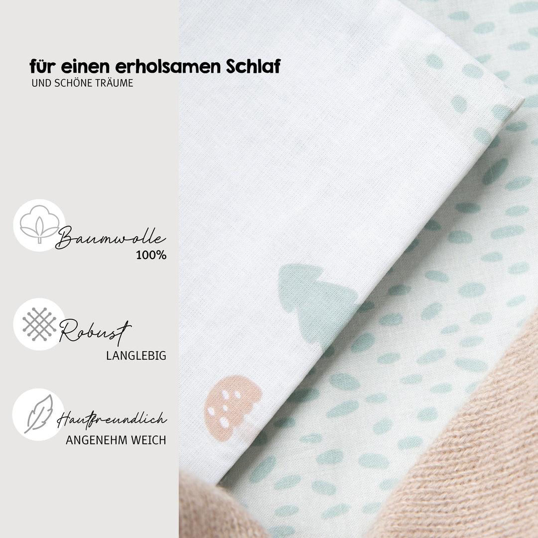 Cradle Bedding 'Woodland Buddies' 80 x 80 cm - Cotton Covers - Pastel Green – Infographic (5/15)