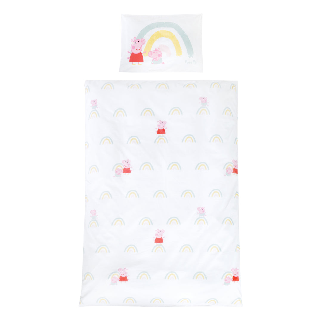 Kinderbettwäsche 100 x 135 cm 'Peppa Pig' - aus Baumwolle - Weiß / Rosa – Freisteller (1/8)