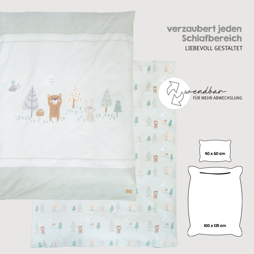 Children's Bedding 'Woodland Buddies' - Cover 100 x 135 cm - Pastel Green – Infographic (3/12)