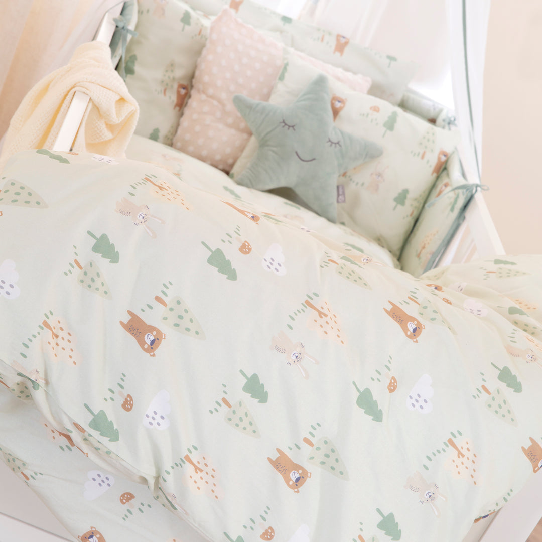 Children's Bedding 'Woodland Buddies' - Cover 100 x 135 cm - Pastel Green – Detail Image (7/12)