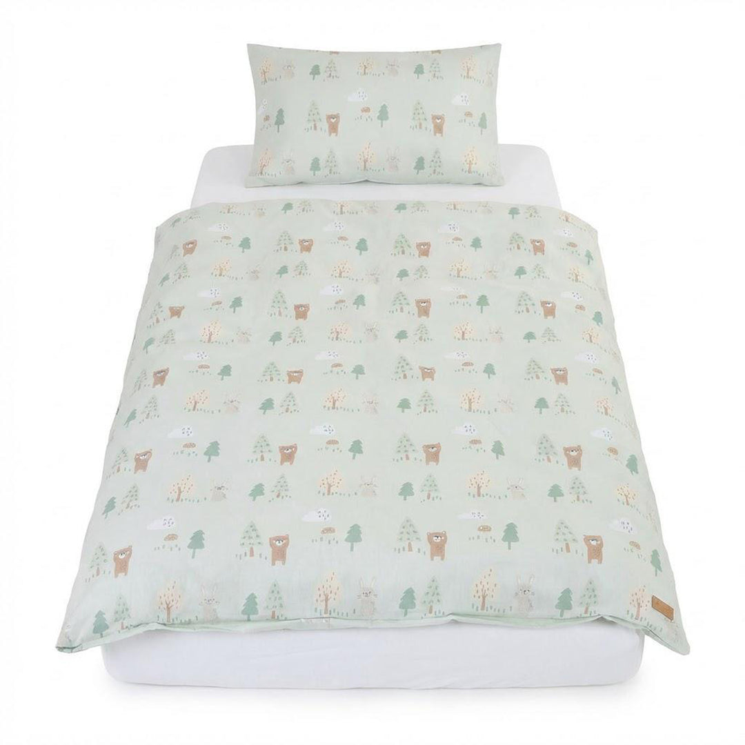 Linge de lit 'Woodland Buddies' - Housse de couette 100 x 135 cm + coussin 40 x 60 cm - Vert pastel – Détourage (13/13)