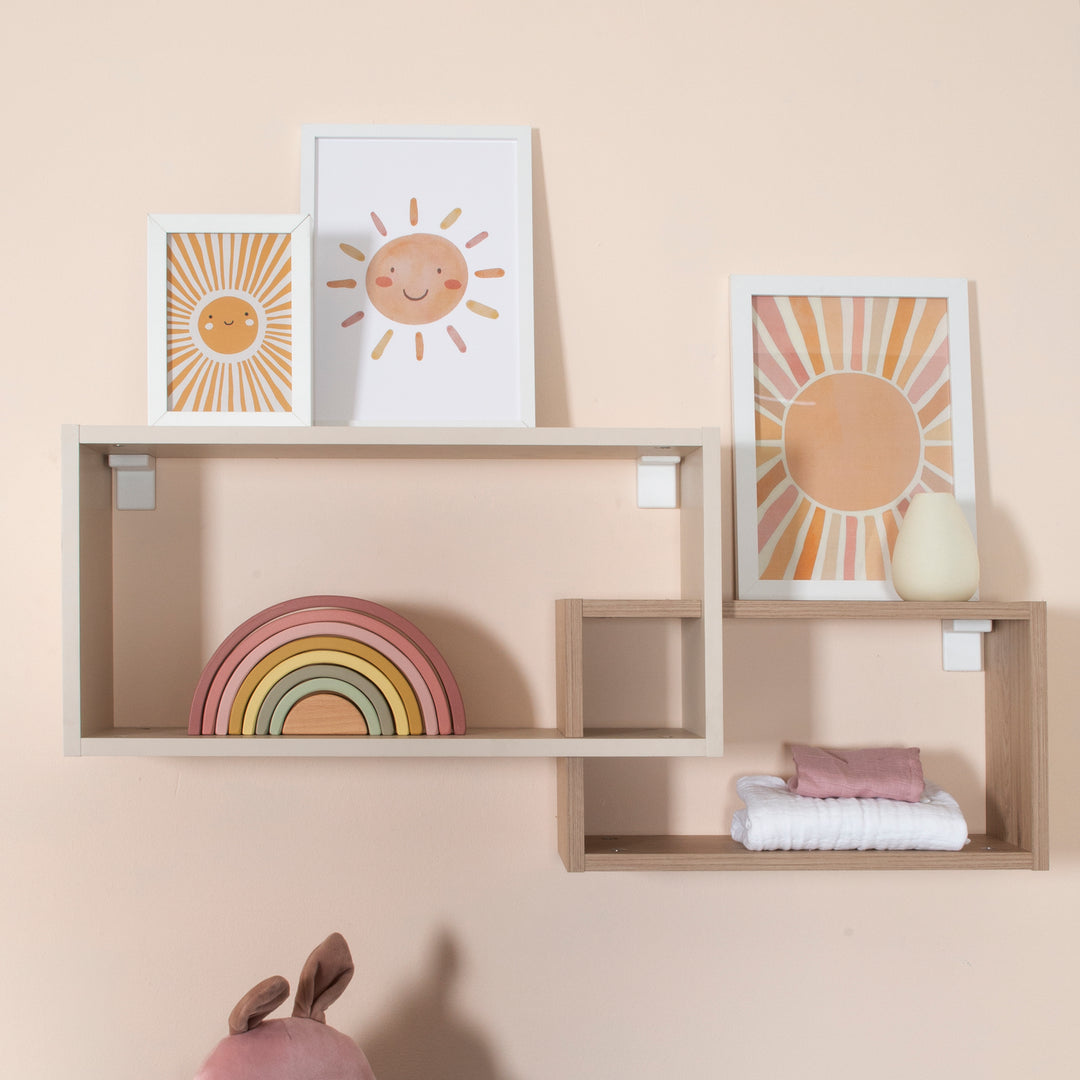 Wall Shelf with Open Compartments for Series Jil - Cashmere / Virgina Chestnut – Lifestyle Image (2/6)
