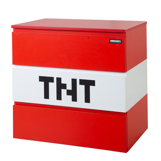 Commode 'Minecraft' avec 3 tiroirs - LED Éclairage - Rouge / blanc – Détourage (8/9)
