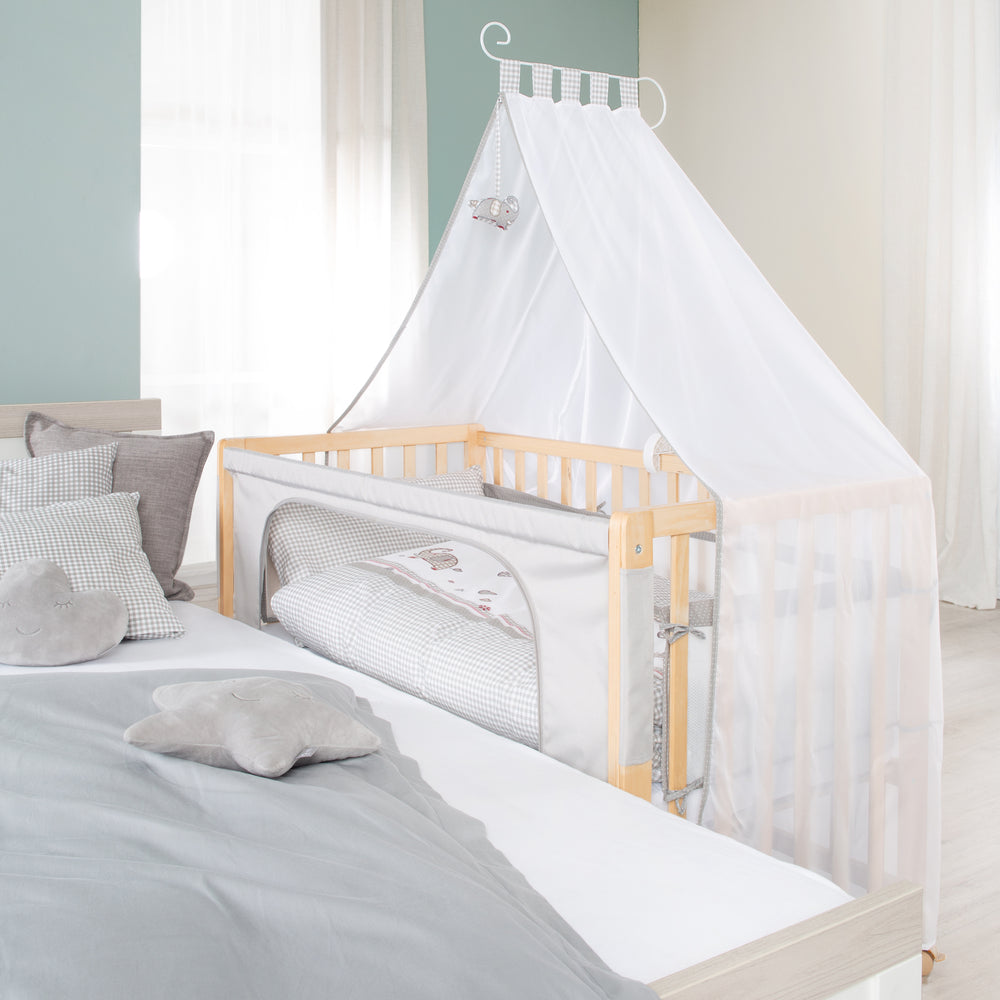 Room Bed 'Jumbo twins grau' 60 x 120 cm + Textilausstattung - Holz natur – Milieubild (2/10)