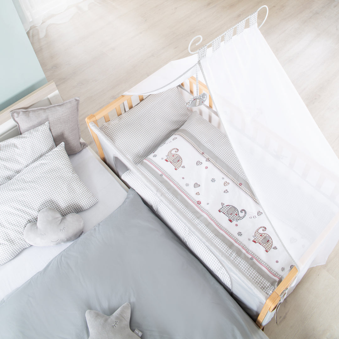 Room Bed 'Jumbo twins grau' 60 x 120 cm + Textilausstattung - Holz natur – Milieubild (7/10)