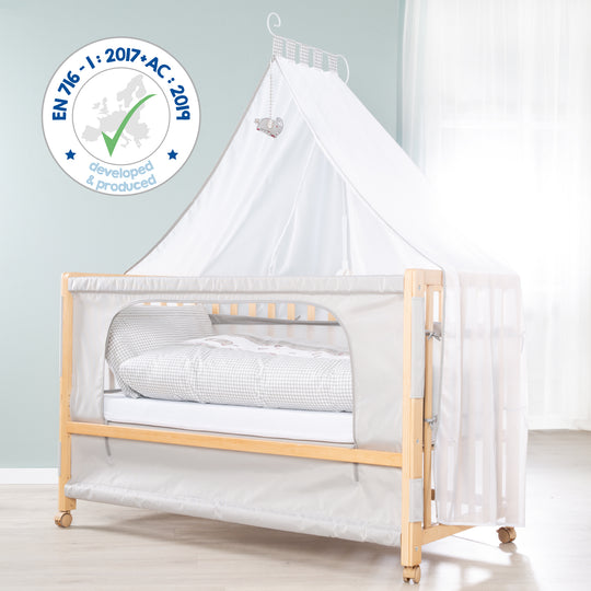 Room Bed 'Jumbo twins grau' 60 x 120 cm + Textilausstattung - Holz natur – Infografik (8/10)