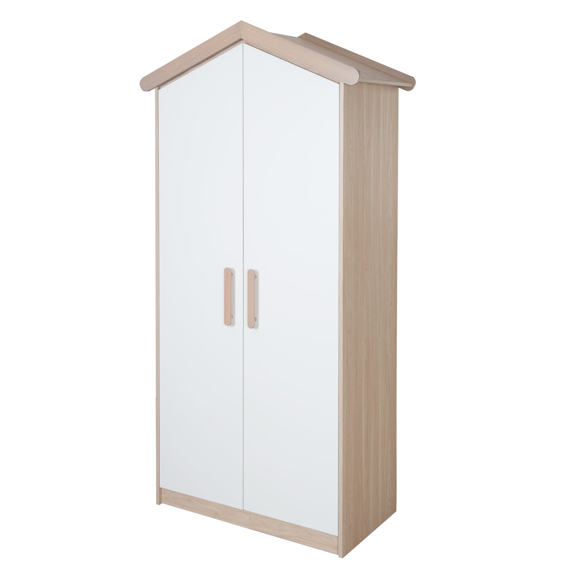 Armadio per bambini 'Cabane' 2ante in aspetto casetta - Bianco / decoro rovere – Ritaglio (1/8)